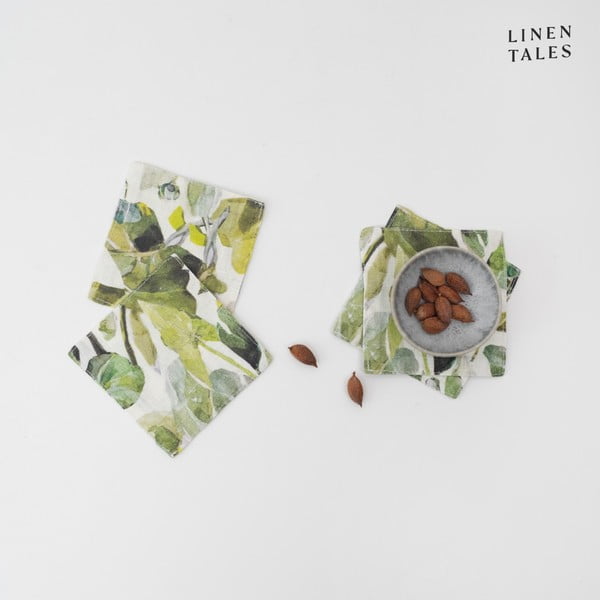 Зелени текстилни подложки в комплект 4 бр. Lotus – Linen Tales