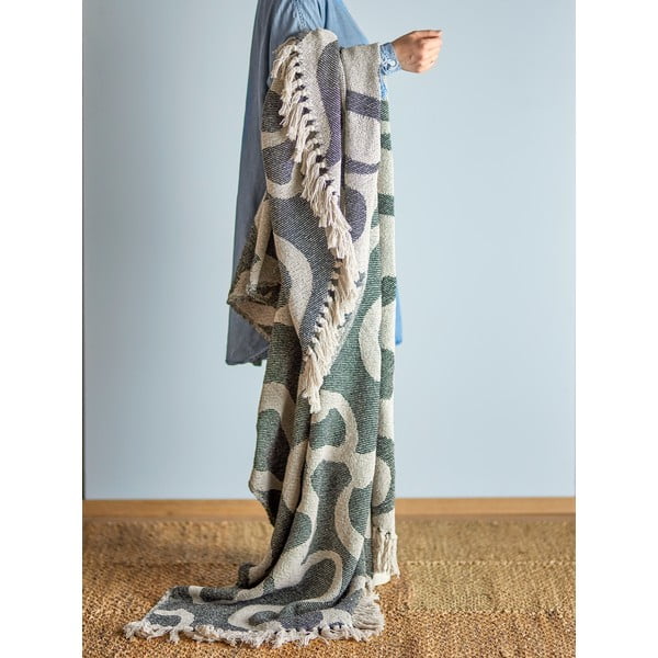 Черно/бежово одеяло от рециклиран памук 130x160 cm Salobre – Bloomingville-image-1