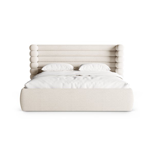 Бежово тапицирано двойно легло с място за съхранение и включена подматрачна рамка 160x200 cm Mount – Micadoni -image-4