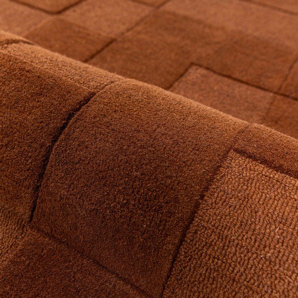 Теракотен ръчно изработен вълнен килим 200x290 cm Checkerboard – Flair Rugs-image-2