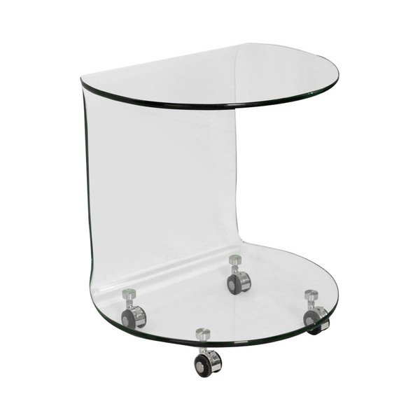 Skleněný odkládací stolek na kolečkách Evergreen House Simple