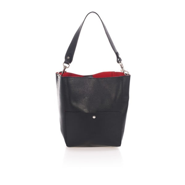 Черна кожена чанта Fiora - Giulia Massari