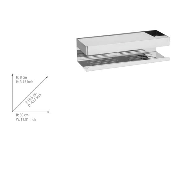 Самозалепващ рафт за баня от неръждаема стомана в лъскаво сребристо Genova – Wenko-image-2