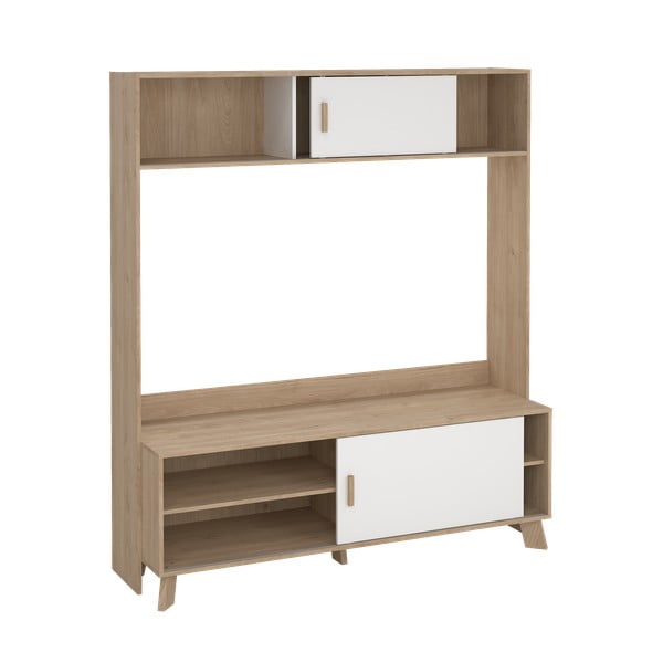 TV комплект от дъбов декор в бял и естествен цвят 159x181x48 cm Ikast – Tvilum-image-4