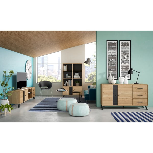 Черна етажерка в дъб 92x160 cm Natura - Marckeric-image-4