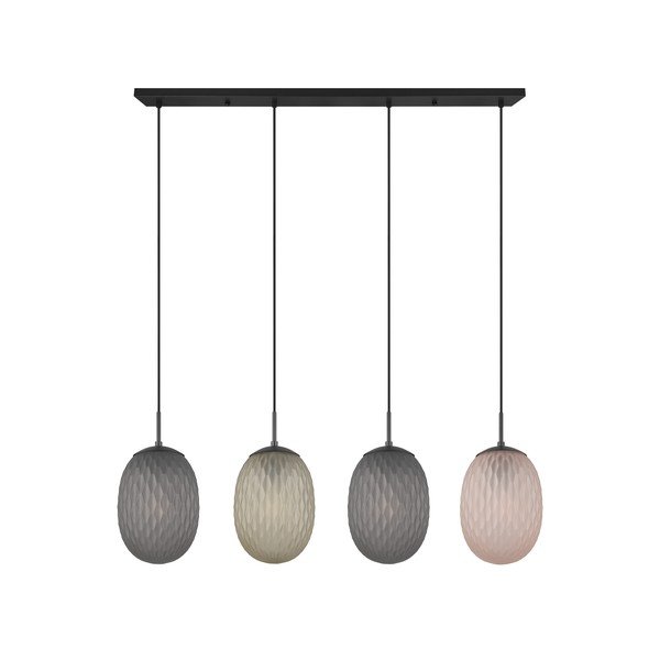 Матово черно висящо осветително тяло със стъклен абажур Facette – Trio