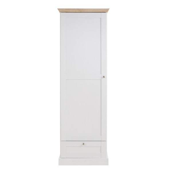 Бял гардероб с врати и детайли в дъбов декор Bruce - Støraa