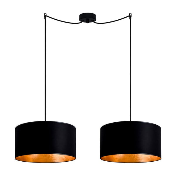 Черна висяща лампа с две рамена и златист интериор , ⌀ 36 cm Mika - Sotto Luce