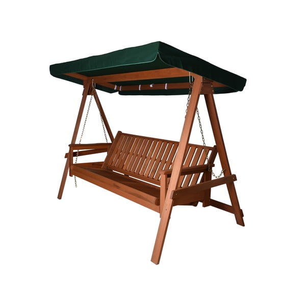 Зелена дървена градинска люлка Vegas Lux - Rojaplast-image-2