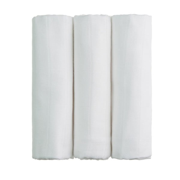 Комплект от 3 бели пелени, 70 x 70 cm - T-TOMI