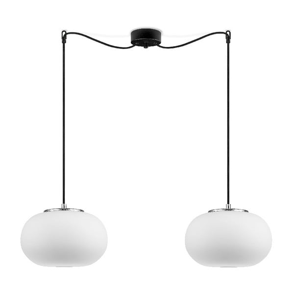 Бяла висяща лампа с 2 абажура и сребрист цокъл DOSEI - Sotto Luce