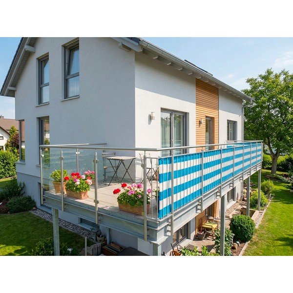 Бяло-син пластмасов балконски параван 500x90 cm – Garden Pleasure