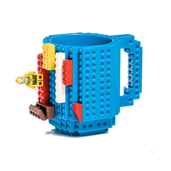Синя пластмасова чаша с мотив LEGO с тухлички , 350 ml - Just Mustard