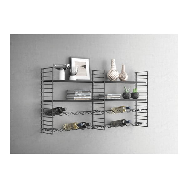 Стенен рафт със стойка за бутилки Libro - Metaltex-image-2