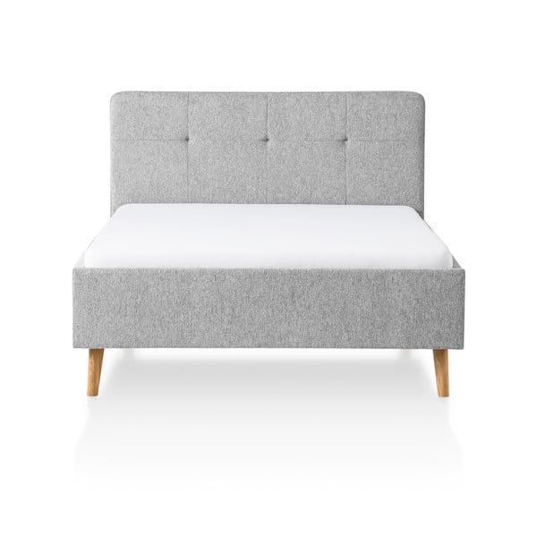 Светлосиво двойно легло 140x200 cm тапицирано без ламелно дъно Smart – Meise Möbel-image-3