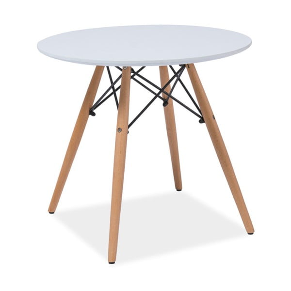 Bílý kulatý odkládací stolek s nohama z kaučukového dřeva Signal Soho, ⌀ 60 cm