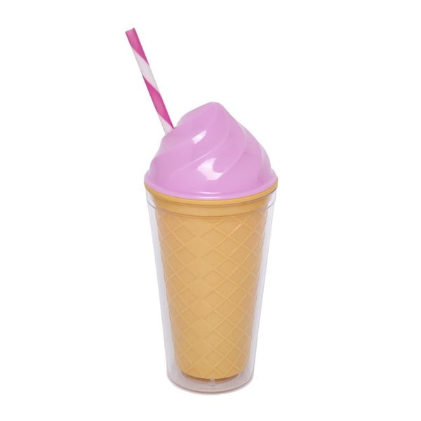 Růžový dvoustěnný kelímek Sunnylife Ice Cream, 470 ml