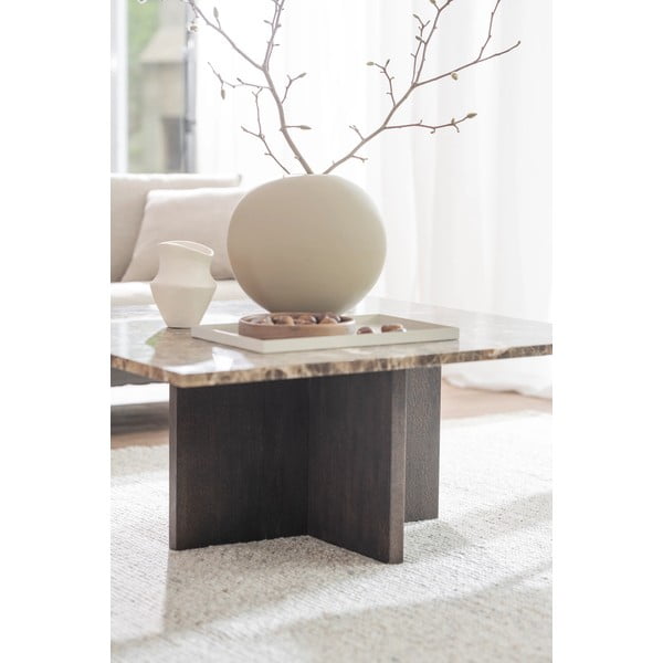 Кафява мраморна масичка за кафе 90x90 cm Brooksville - Rowico-image-1