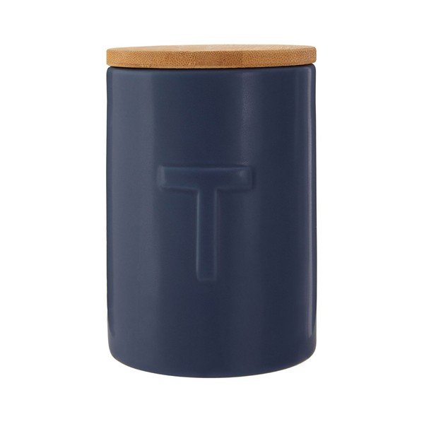 Tmavě modrá dóza na čaj s bambusovým víkem Premier Housewares Fenwick