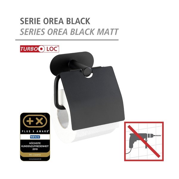 Черен стенен държач за тоалетна хартия Orea - Wenko-image-3