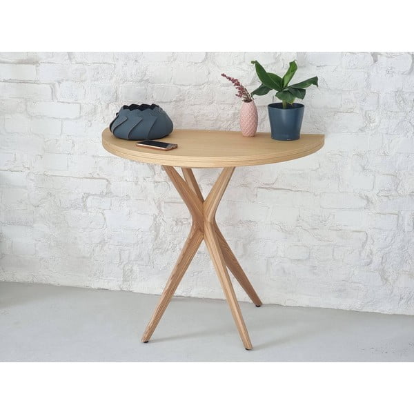 Кръгла сгъваема трапезна маса с ясенов плот 45x90 cm Jubi – Ragaba-image-1