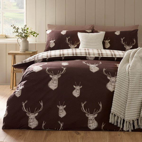 Тъмнокафяво единично  спално бельо 135x200 cm Stag – Catherine Lansfield-image-1