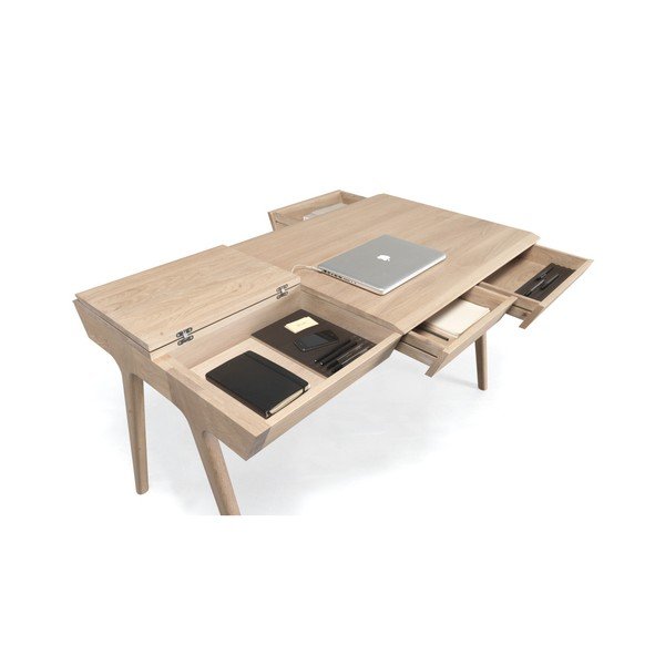 Pracovní stůl z dubového dřeva s úložným prostorem Wewood - Portuguese Joinery Metis-image-2