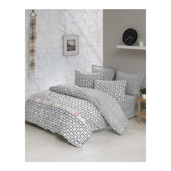 Чаршаф за двойно легло със спално бельо от памук ранфорс, бял, 200 x 220 cm Sonic - Mijolnir