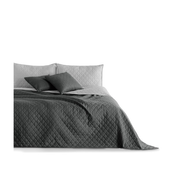 Сива двустранна покривка за легло от микрофибър Charcoal Silver, 260 x 280 cm Axel - DecoKing