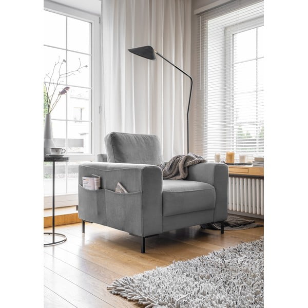 Сиво кресло от рипсено кадифе Lofty Lilly – Miuform-image-2