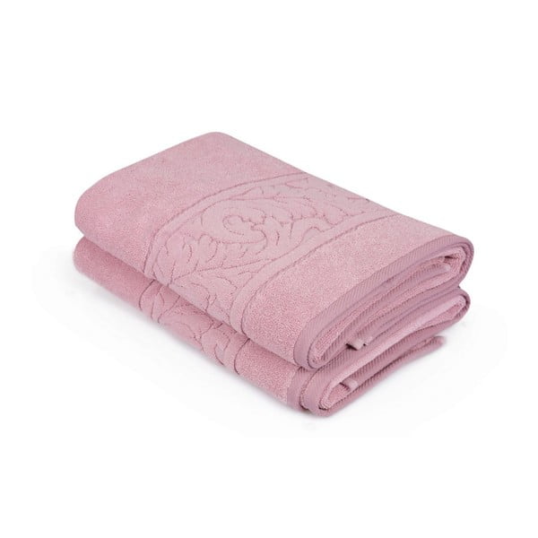 Комплект от 2 розови памучни кърпи Sultania, 70 x 140 cm - Foutastic