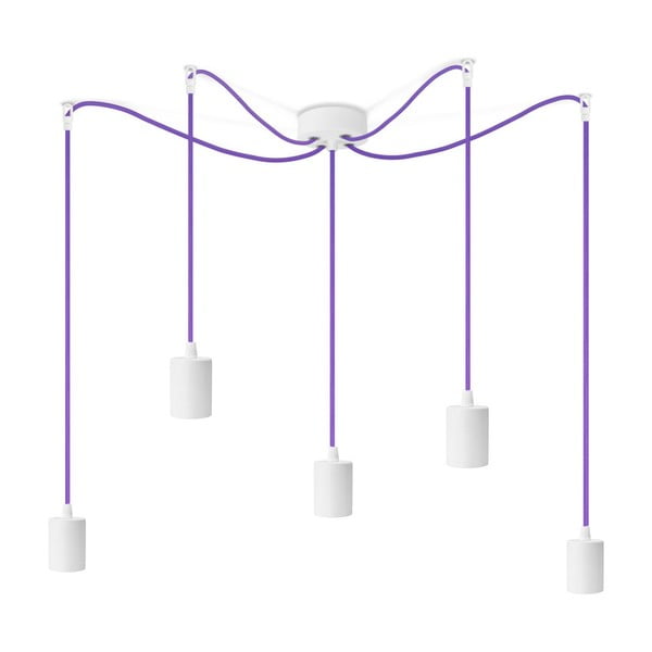 Бяла висяща лампа с 5 лилави кабела Cero - Bulb Attack