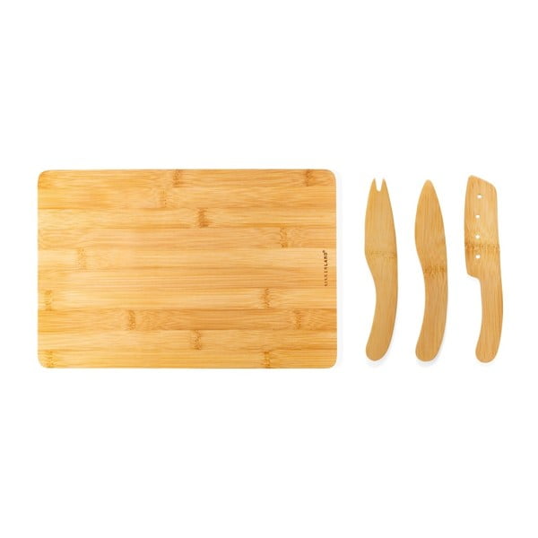 Кухненска бамбукова дъска за рязане и комплект прибори за хранене - Kikkerland