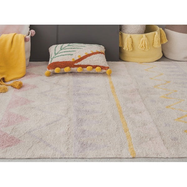 Розов и кремав ръчно изработен памучен детски килим подходящ за пране 140x200 cm Azteca Vintage Nude – Lorena Canals-image-4