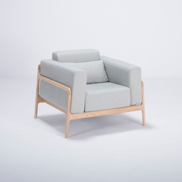 Фотьойл от дъбово дърво със синьо-сива текстилна седалка Fawn - Gazzda-image-2