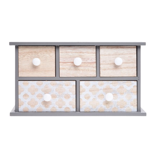 Dřevěná skříňka s 5 šuplíky Ewax Doroto, 24 x 9 x 13 cm