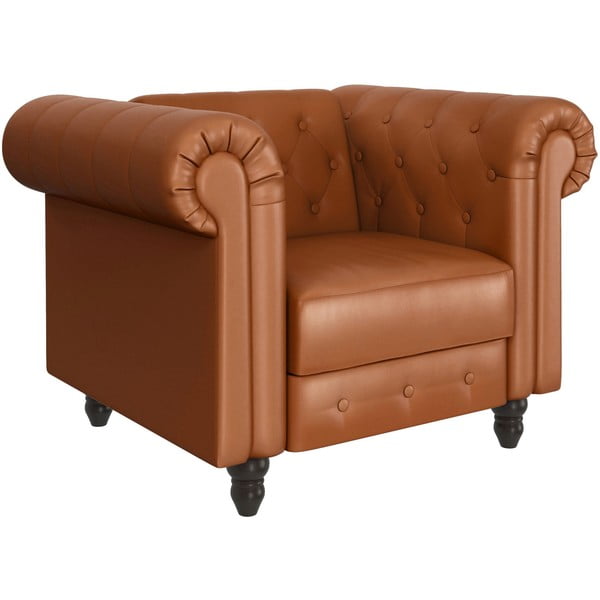 Кафяво кресло честърфийлд от изкуствена кожа Felix – Støraa