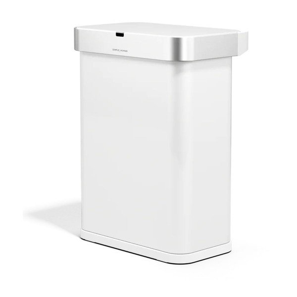 Безконтактно стоманено кошче за боклук в матово бял цвят 58 l Sensor – simplehuman-image-2
