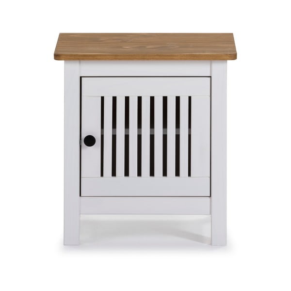 Бяла дървена нощна масичка Bruna - Marckeric-image-2