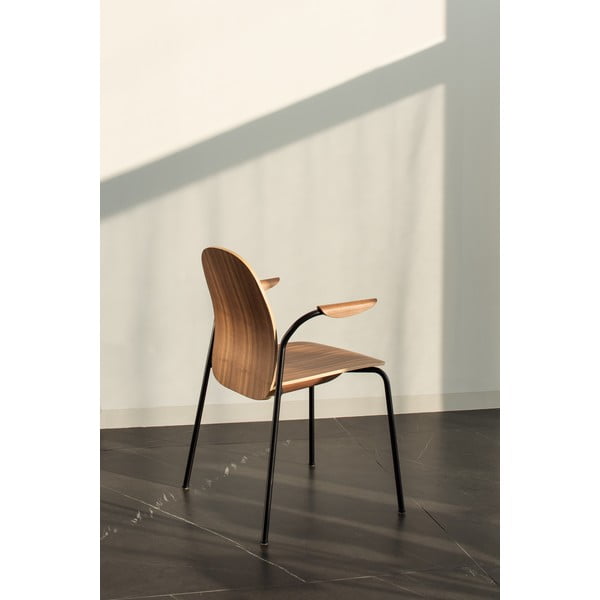 Трапезни столове в комплект с подлакътници/за подреждане 2 бр. от декор от орех в цвят кафяв коняк/в естествен цвят Book – Gazzda-image-2