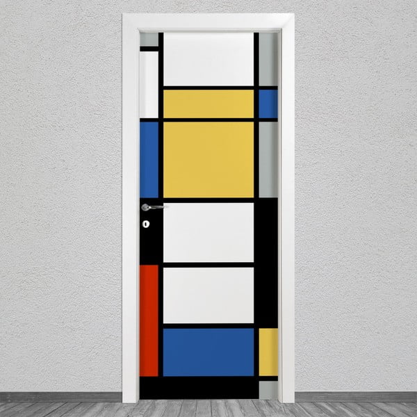 Стикер за врата Mondrian 2, 80 x 215 cm - LineArtistica