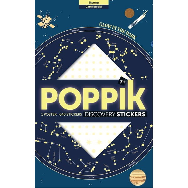 Образователен плакат със светещи в тъмното стикери Карта на звездите - Poppik