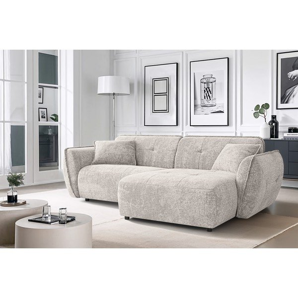 Бежов шенилов ъглов диван (десен ъгъл) Nelia – Ropez-image-1