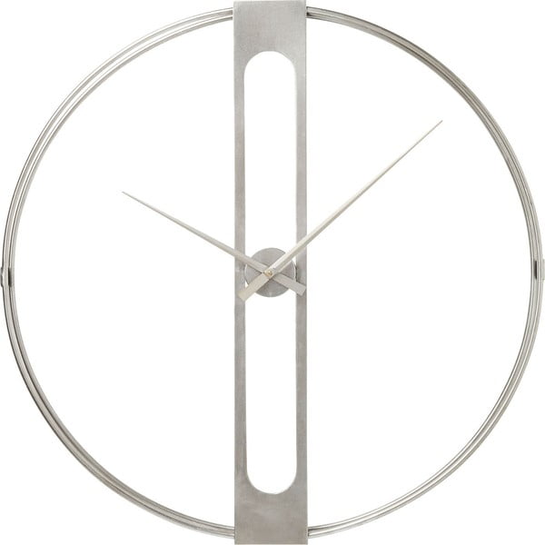 Стенен часовник в сребрист клип, диаметър 60 cm - Kare Design