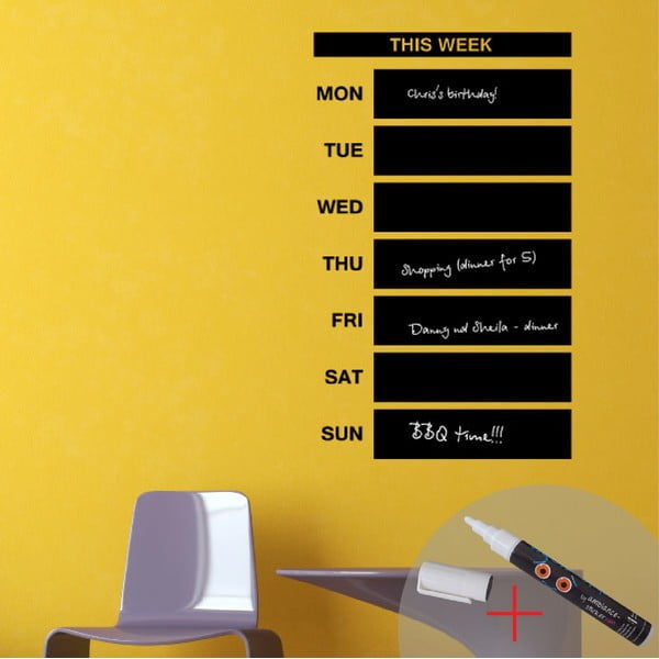 Tabulová samolepka Weekly Calendar + bílý fix