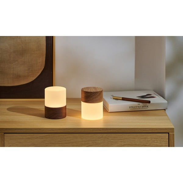 Тъмнокафява настолна лампа със стъклен абажур (височина 10,5 cm) Lemelia - Gingko-image-2