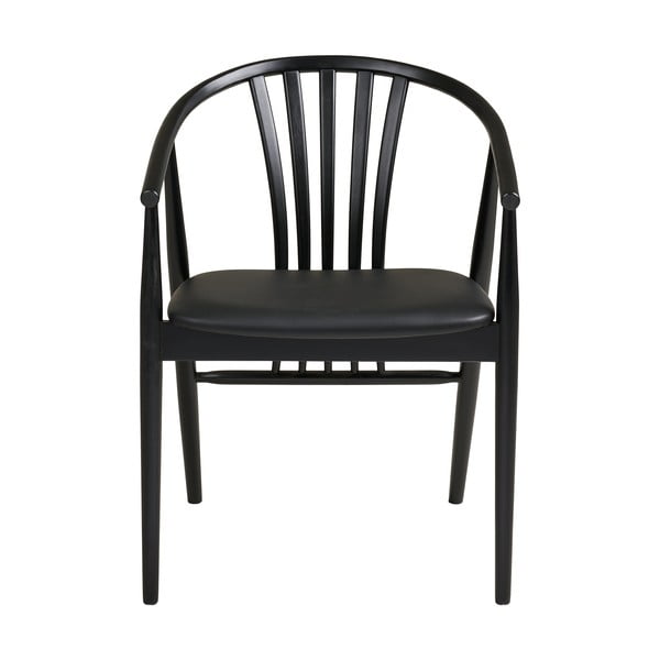 Черен трапезен стол с подлакътници от масивен бук Agustin – House Nordic-image-2