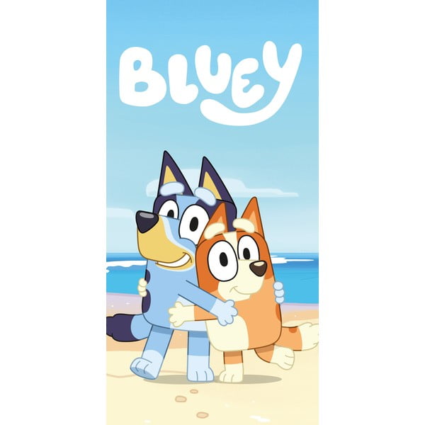 Синя-бежова памучна детска кърпа 70x140 cm Bluey "Beach" – Jerry Fabrics