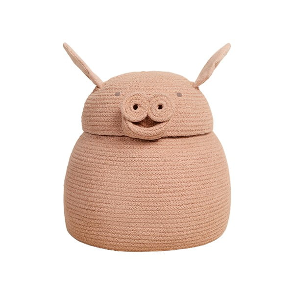 Светлорозова текстилна детска кошница за играчки ø 32x30 cm Peggy the Pig – Lorena Canals