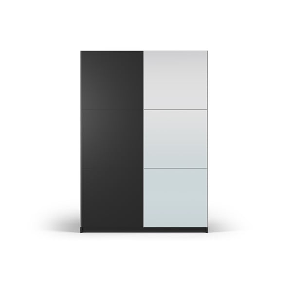Черен гардероб с огледало и плъзгащи се врати 151x215 cm Lisburn - Cosmopolitan Design